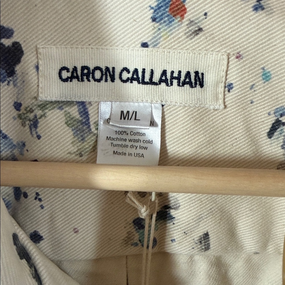 Caron Callahan Cream and Navy Patterned Trench Coat - Picture 3 of 8